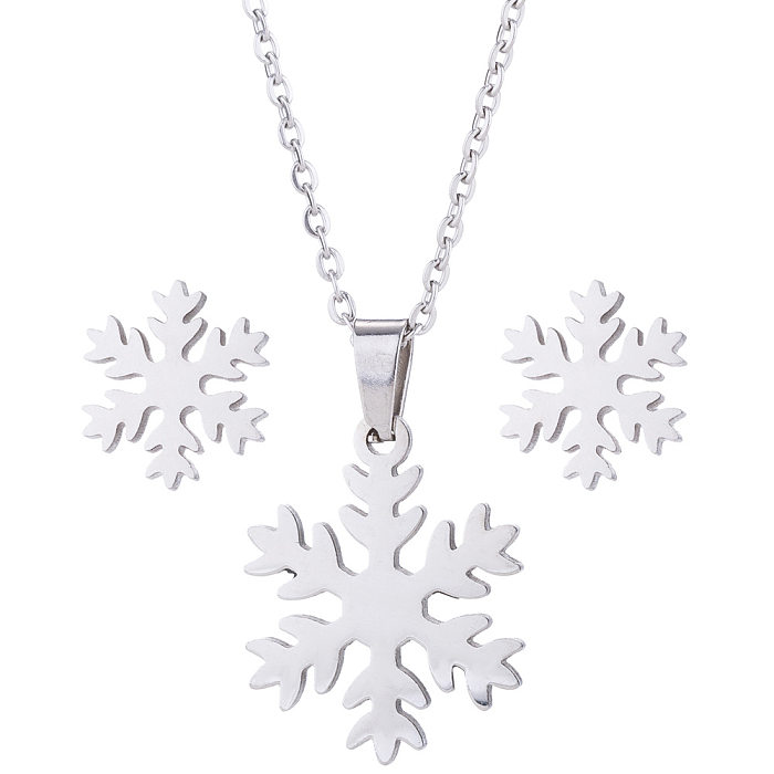 1 conjunto moda estrela chave floco de neve titânio aço chapeamento oco conjunto de jóias
