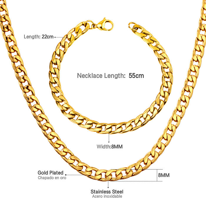 Fashion Geometric Stainless Steel Plating Bracelets Necklace 1 Set
