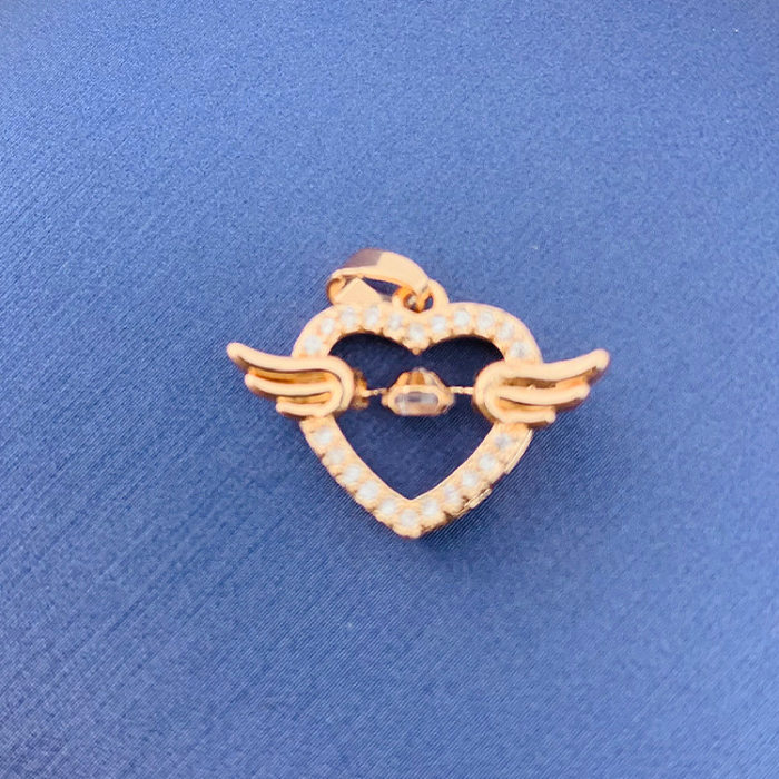 Simple Style Swan Heart Shape Butterfly Copper Irregular Rhinestones Opal Pendant Necklace