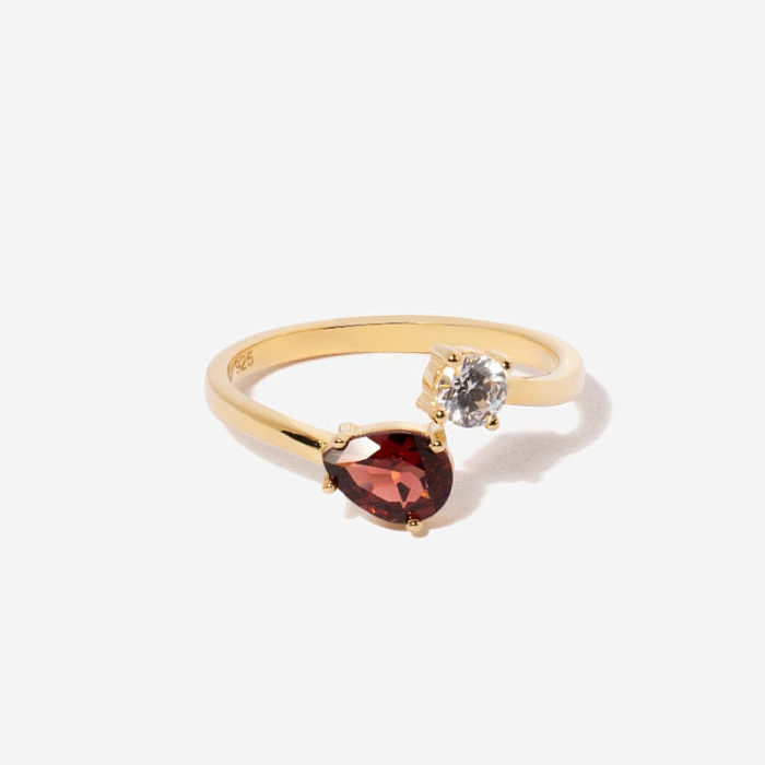 Simple Style Water Droplets Copper Plating Inlay Zircon 14K Gold Plated Rings