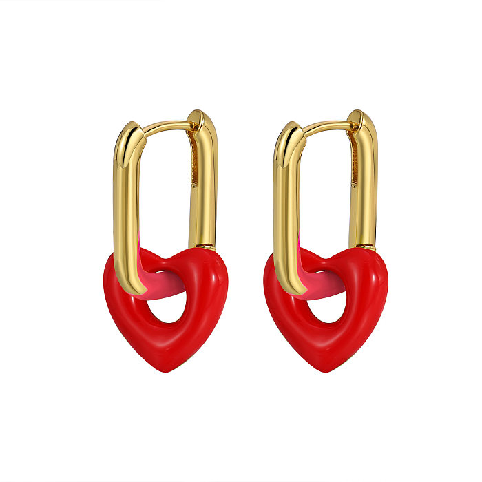 Fashion Heart Shape Copper Plating Drop Earrings 1 Pair