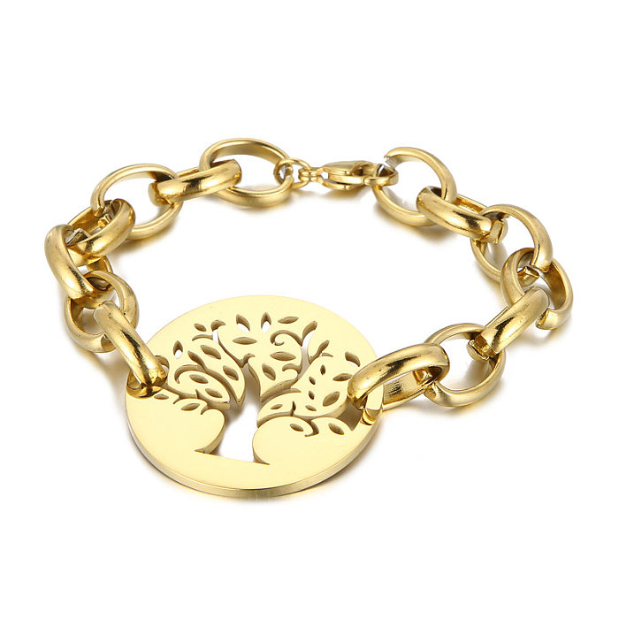 Collier de bracelets ajourés en acier et titane, arbre à la mode