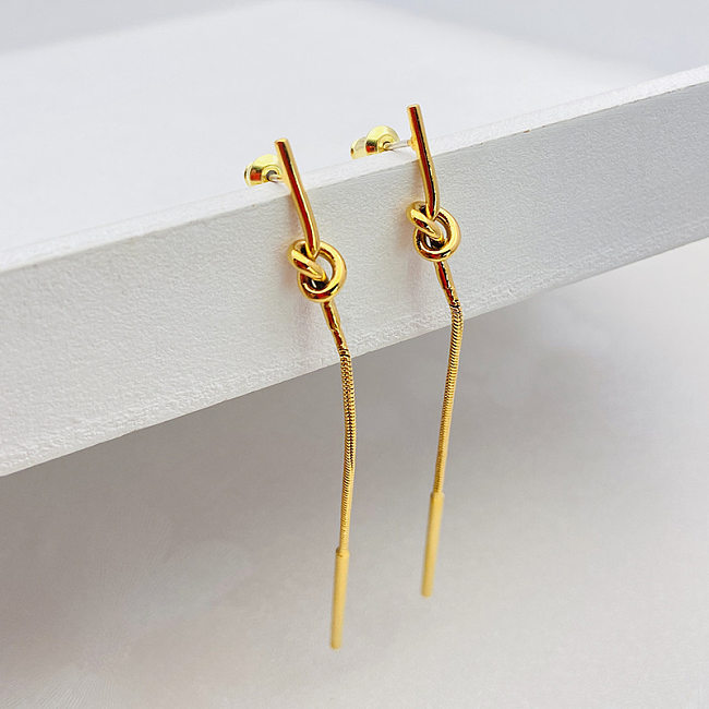 1 Pair Fashion Solid Color Copper Plating Ear Line