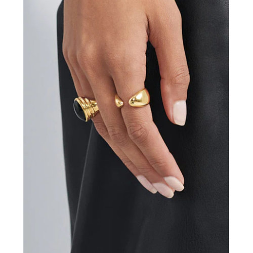 Offener Ring aus massivem, geometrischem, einfarbigem Titanstahl im Retro-Streetwear-Stil in großen Mengen