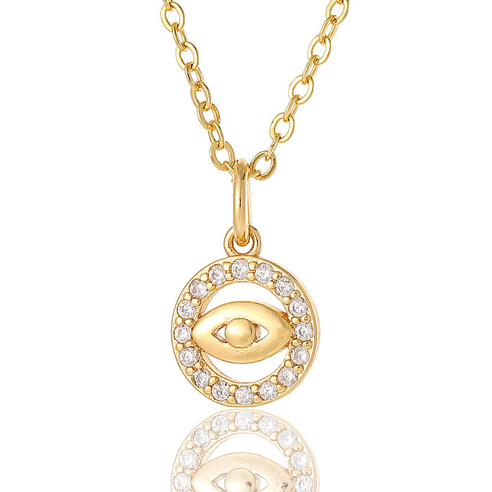 Fashion Geometric Copper Gold Plated Zircon Pendant Necklace
