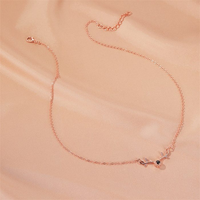Fashion Necklace Girl’s All The Way With You Elk Pendant 100 Languages I Love You Clavicle Chain
