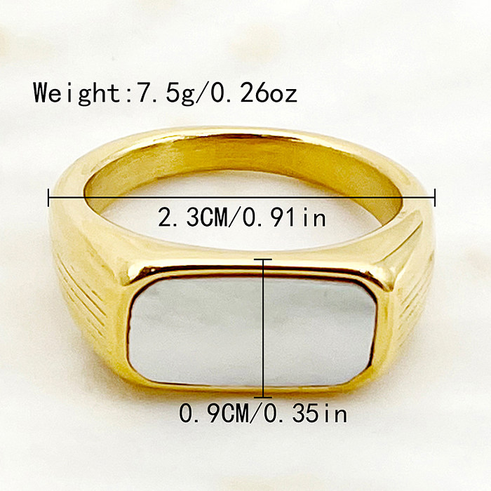 Casual Simple Style Commute Rectangle Stainless Steel Plating Inlay Shell Gold Plated Open Rings