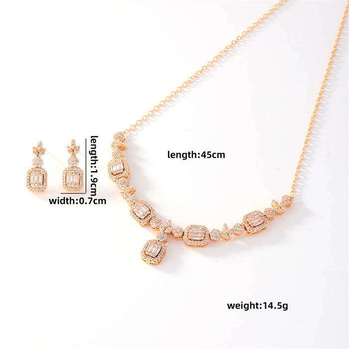 Casual Simple Style Shiny Flower Butterfly Copper Plating Inlay Zircon Earrings Necklace