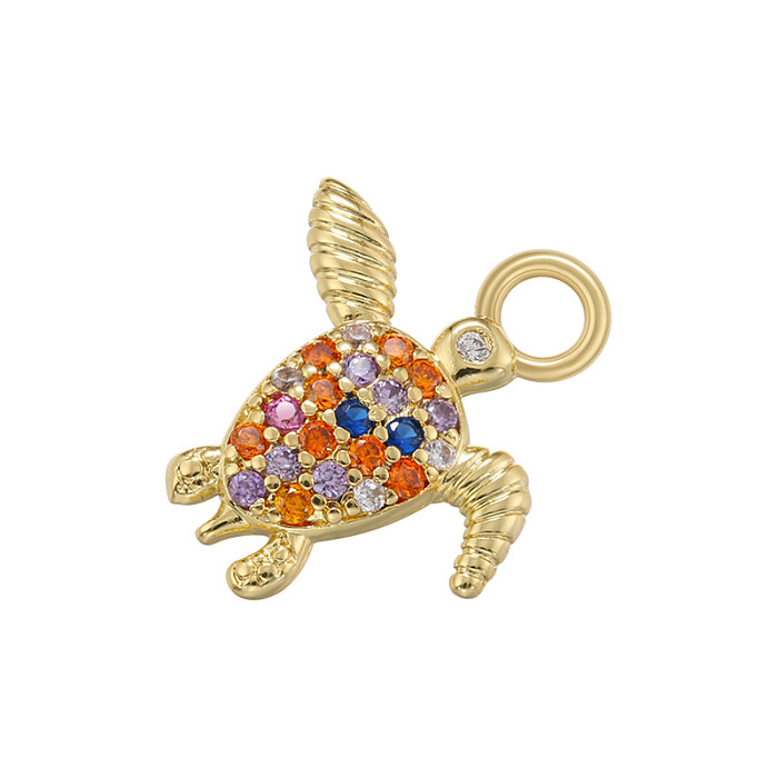 Casual bonito estilo simples tartaruga animal pássaro cobre chapeamento inlay zircão 18K encantos banhados a ouro