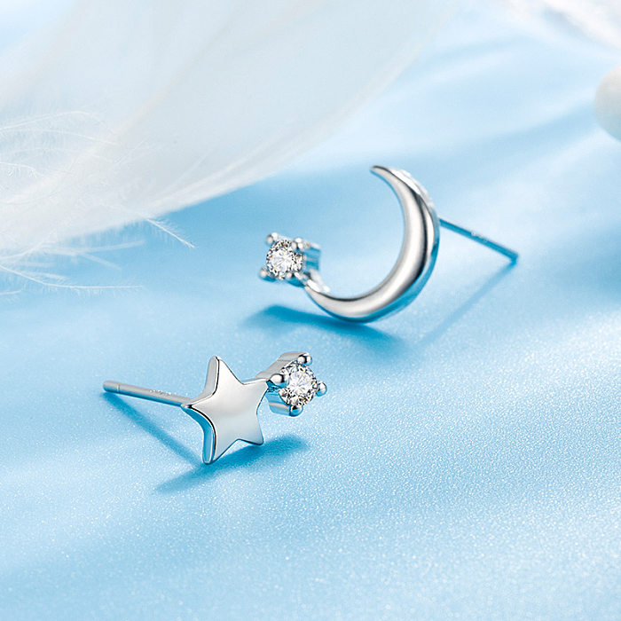 Korean Diamond Star Moon Earrings Fashion Zircon Earrings