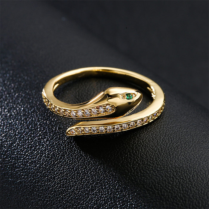 Bague serpent aux yeux verts en Zircon, plaqué cuivre, or 18 carats, européenne et américaine, nouvelle collection