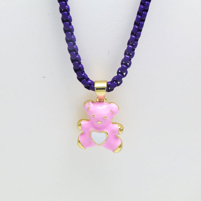 Simple Style Bear Copper Enamel Pendant Necklace