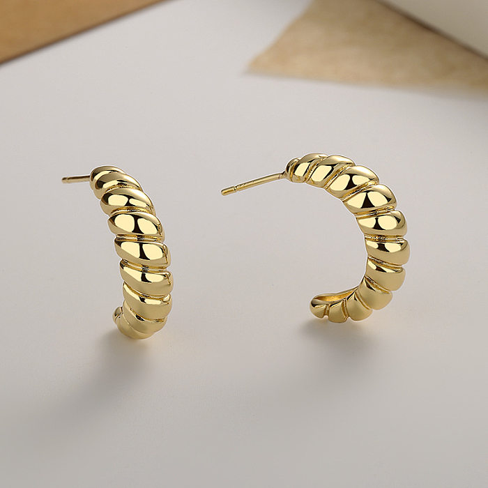 1 Pair Elegant C Shape Plating Brass Gold Plated Earrings
