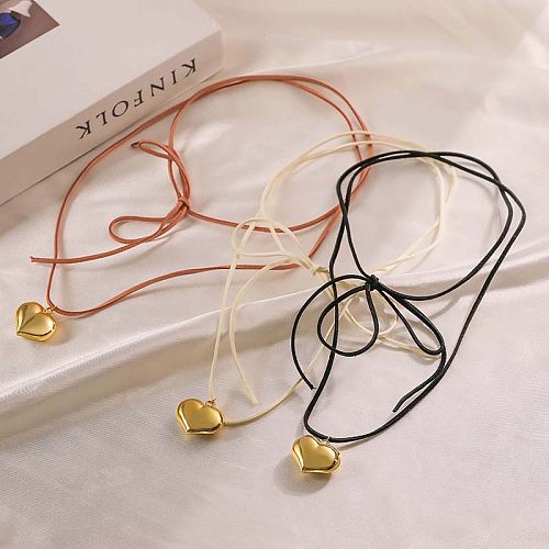 IG Style Casual Simple Style Heart Shape Copper Plating 18K Gold Plated Pendant Necklace