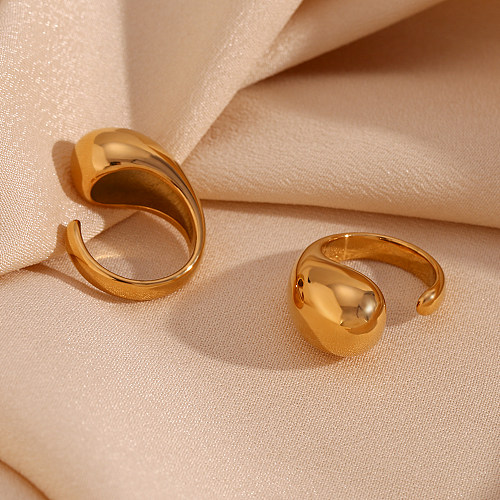 Wholesale Vintage Style Simple Style Classic Style Geometric Stainless Steel Plating 18K Gold Plated Open Rings