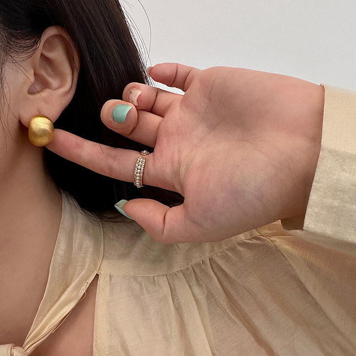 1 paire de clous d'oreilles en cuivre plaqué couleur unie, Style Simple