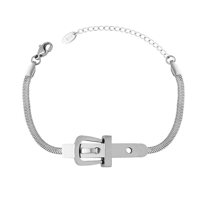 Wholesale 1 Piece Simple Style Belt Buckle Titanium Steel 18K Gold Plated Bracelets Necklace