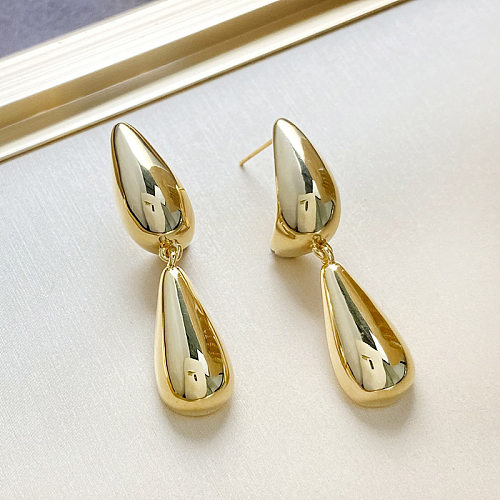 1 Pair IG Style Simple Style Water Droplets Plating Copper Drop Earrings
