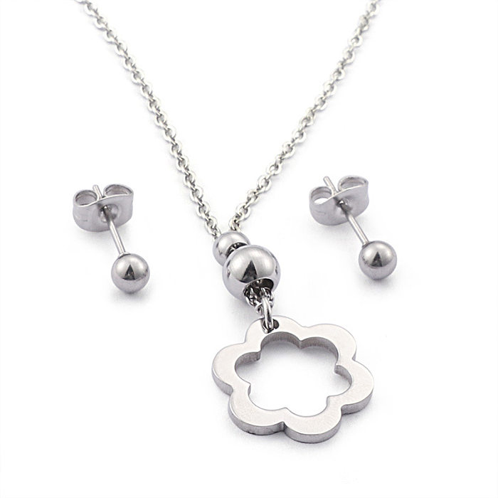 Ensemble de colliers de petites fleurs creuses simples de Style coréen, vente en gros