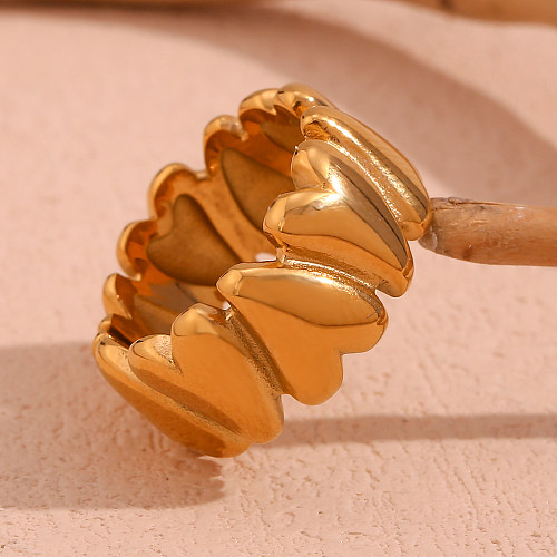 Anillos abiertos chapados en oro de 18 quilates con revestimiento de acero inoxidable de color sólido de estilo simple al por mayor