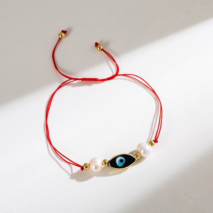 1 Piece Artistic Devil'S Eye Rope Copper Beaded Enamel Plating 18K Gold Plated Bracelets