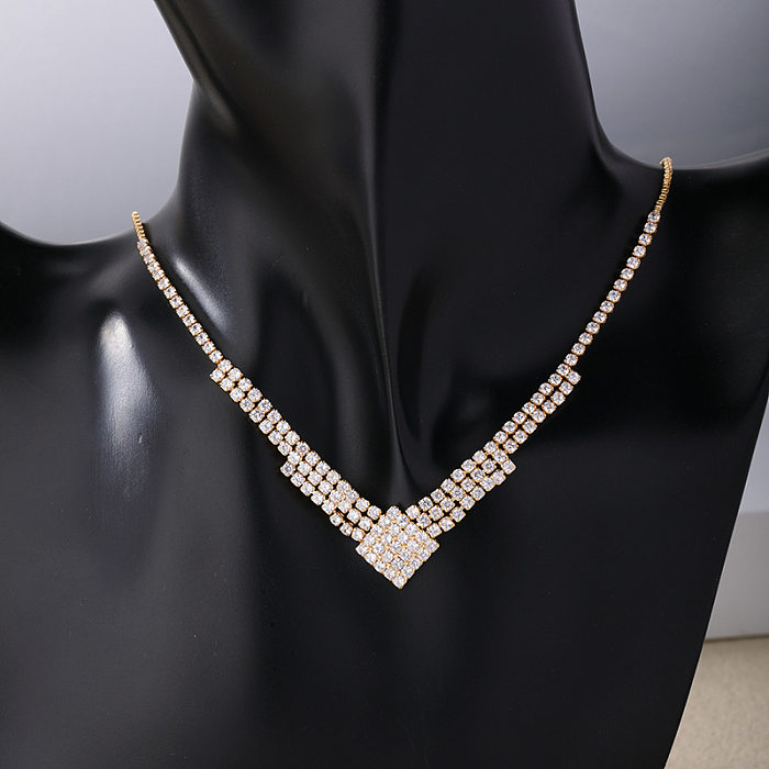 Retro Simple Style Tassel Copper Zircon Necklace In Bulk