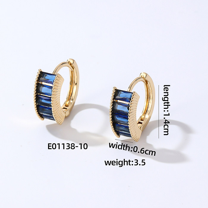 1 Pair Casual Vintage Style Geometric Rectangle Inlay Copper Zircon Earrings