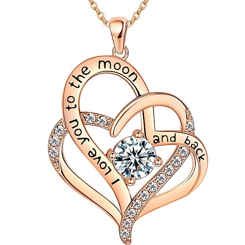 1 Piece Fashion Heart Shape Copper Inlay Zircon Pendant Necklace