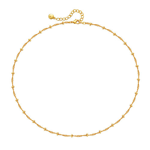 Simple Style Solid Color Copper Plating Chain Gold Plated Necklace