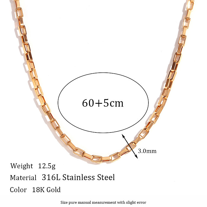Estilo simple Estilo clásico Color sólido Chapado en acero inoxidable Collar de pulseras chapadas en oro de 18 quilates