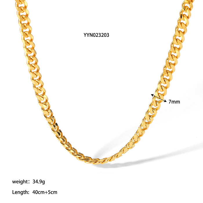 Collar de pulseras chapado en oro de 18 quilates con revestimiento de acero inoxidable de color sólido de estilo simple de hip-hop