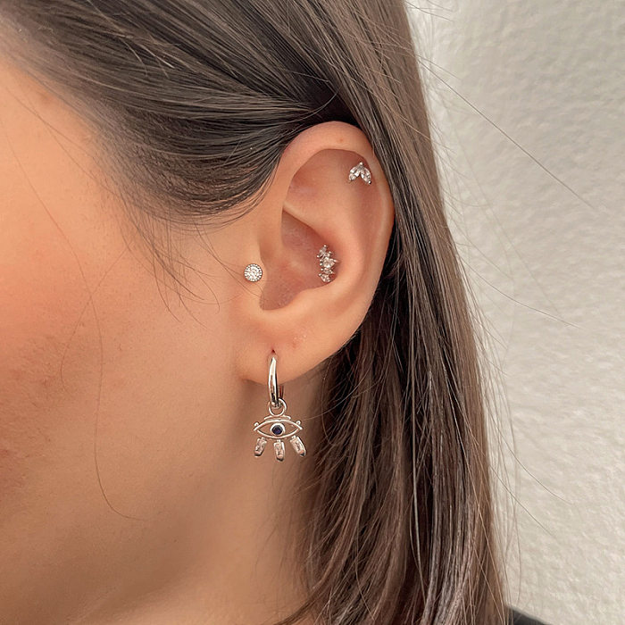 1 Pair INS Style Retro Devil'S Eye Copper Plating Hollow Out Inlay Zircon Drop Earrings
