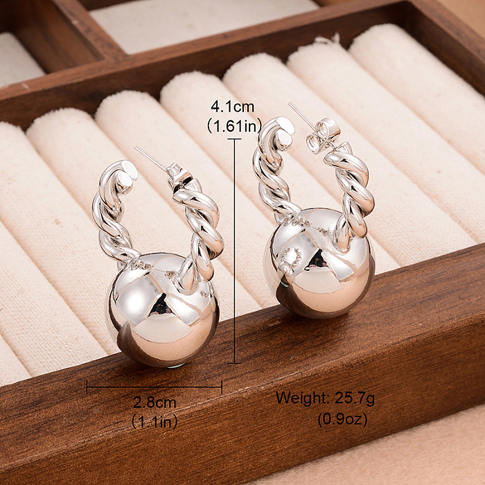 1 Pair IG Style Simple Style Round Twist Plating Copper 18K Gold Plated White Gold Plated Earrings