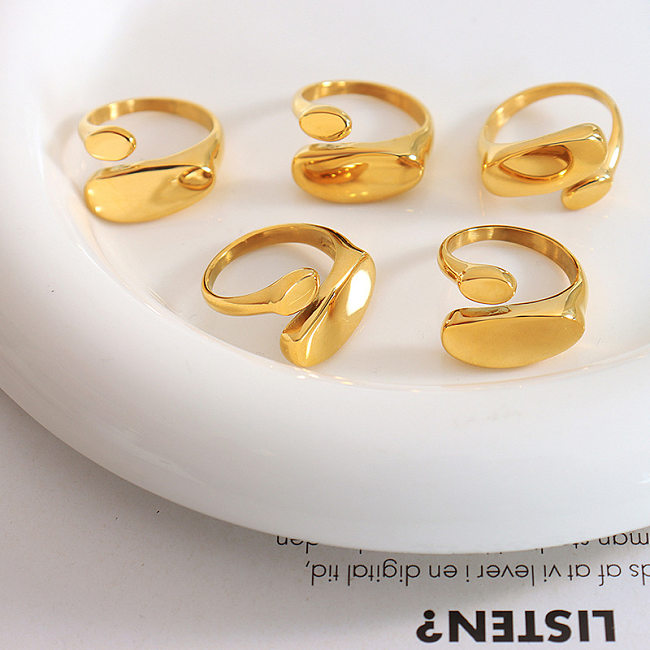 Fashion Oval Titanium Steel Plating Rings 1 Piece