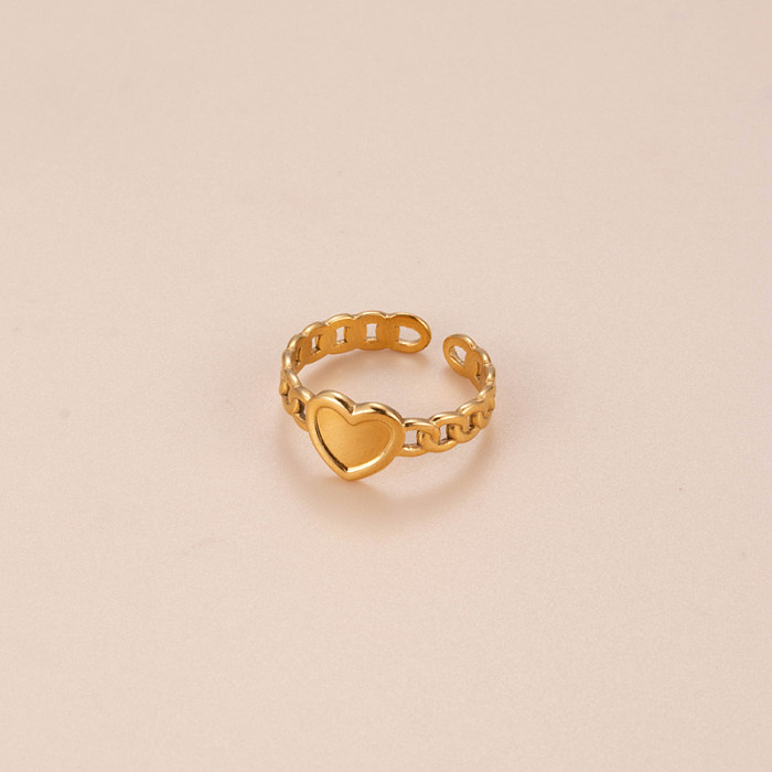 Offener offener Ring mit offener Retro-Geste in Herzform und Schlangenmuster aus Edelstahl mit überkreuzter Beschichtung und 18-Karat-Vergoldung
