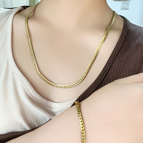 Casual Simple Style Snakeskin Stainless Steel Plating Gold Plated Bracelets Necklace