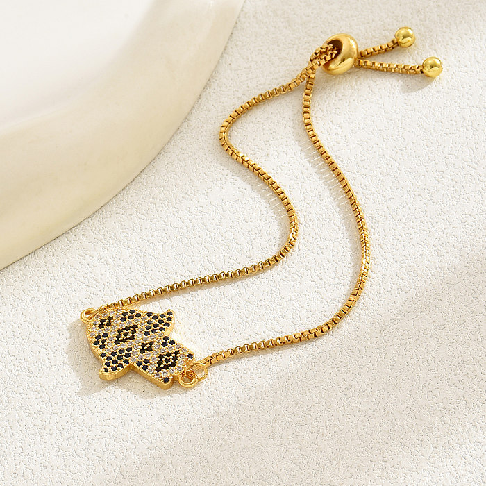 Bonito férias estilo simples palma cobre chapeamento inlay zircon 18k banhado a ouro branco pulseiras banhadas a ouro