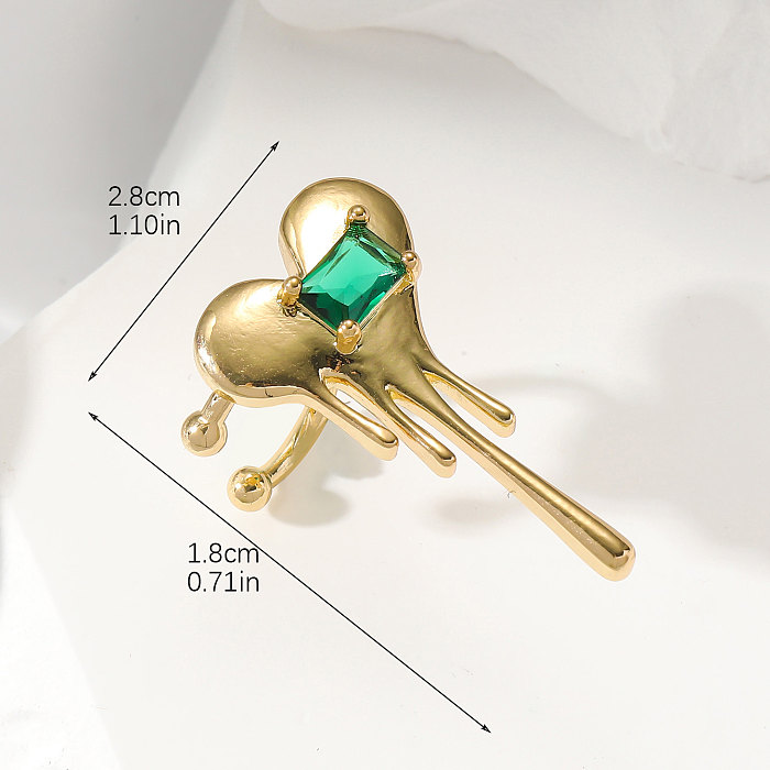 1 Piece IG Style Korean Style Irregular Heart Shape Plating Inlay Copper Zircon Gold Plated Ear Cuffs
