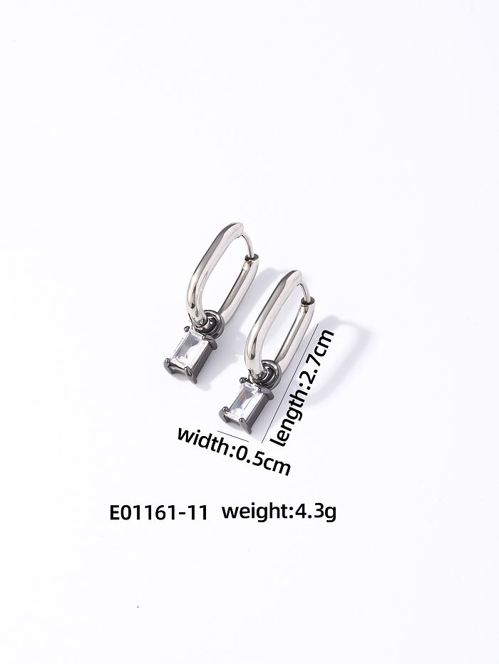 1 paire de boucles d'oreilles pendantes en cuivre et Zircon, Style classique, incrustation carrée