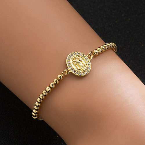 Fashion Pearl Virgin Mary Bracelet Mother's Day Gift Mama Elastic Pull Copper Bracelet
