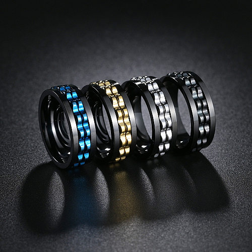 Hip-Hop Geometric Titanium Steel Plating Rings