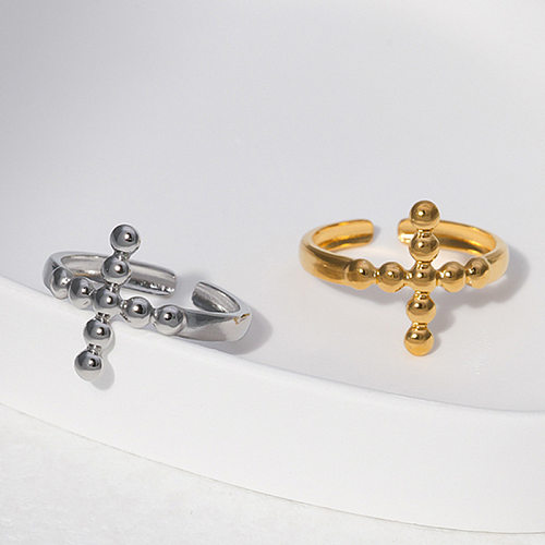 Fashion Cross Stainless Steel Open Ring 1 Piece