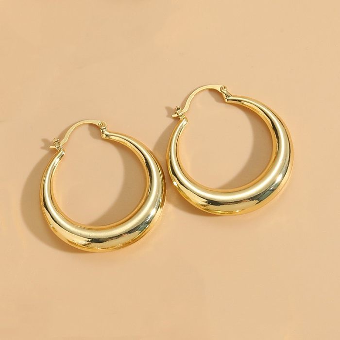 1 Pair Elegant Luxurious Solid Color Plating Inlay Copper Zircon 14K Gold Plated Earrings