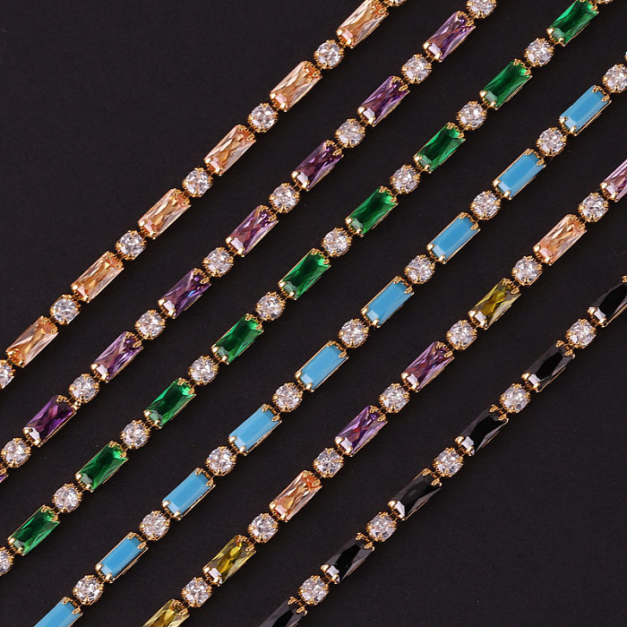Colar de pulseiras femininas de zircão embutido de cobre geométrico retrô