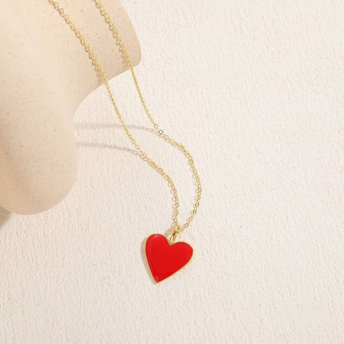Collier pendentif élégant en laiton plaqué or 14 carats en forme de cœur pour femme en vrac