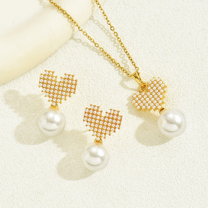 Elegante dulce estilo clásico cruz en forma de corazón mariposa acero inoxidable plástico chapado en cobre pendientes chapados en oro de 18 quilates collar