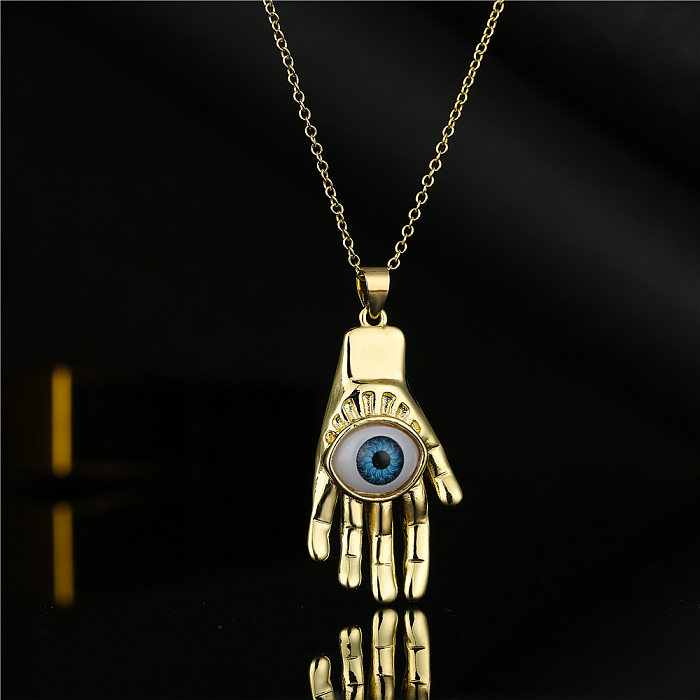 European And American Punk Hip-hop Jewelry 18K Gold Plated Geometric Eye Pendant Necklace