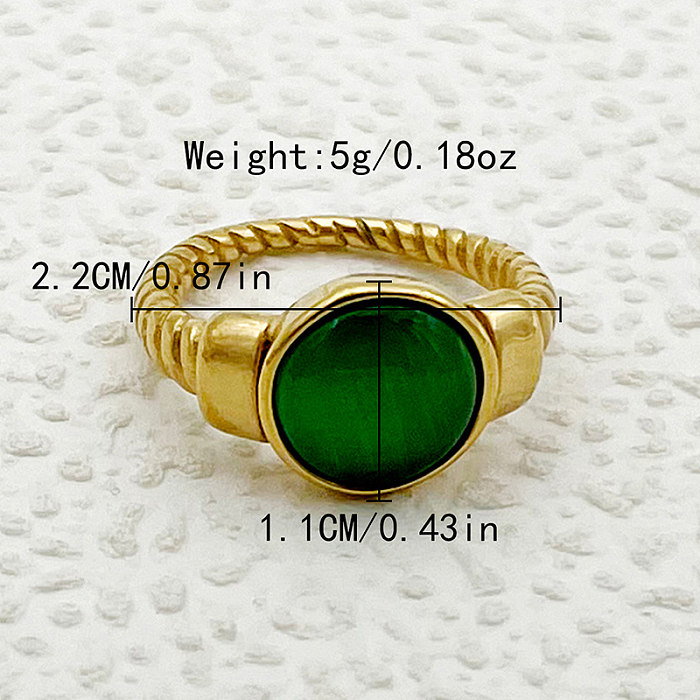 Wholesale Elegant Roman Style Commute Solid Color Stainless Steel Plating Inlay Gold Plated Gem Rings