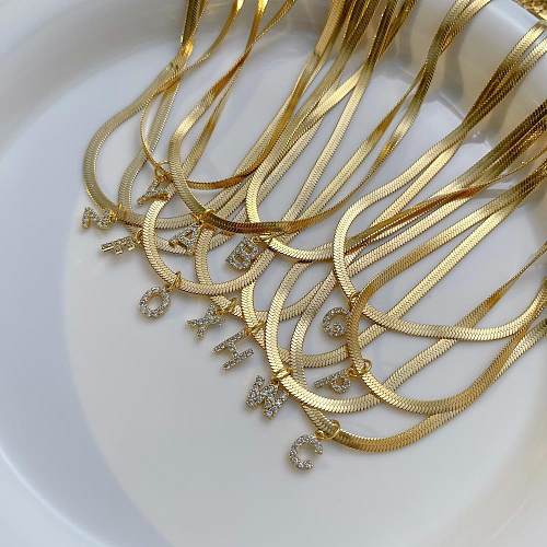 Fashion Letter Copper Plating Artificial Rhinestones Pendant Necklace 1 Piece