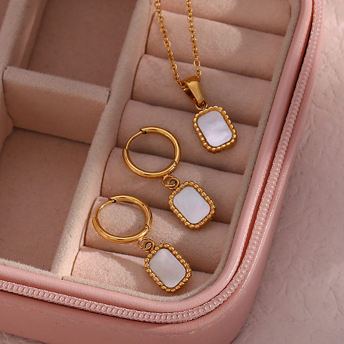Conjunto de joias femininas geométricas de aço inoxidável, revestimento geométrico, colares de aço inoxidável arílico de metal